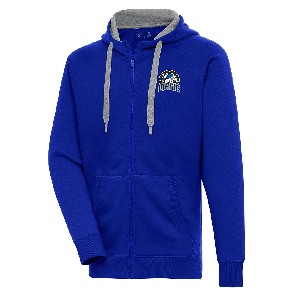 Men's Antigua Blue Lakeland Magic Victory Full-Zip Hoodie