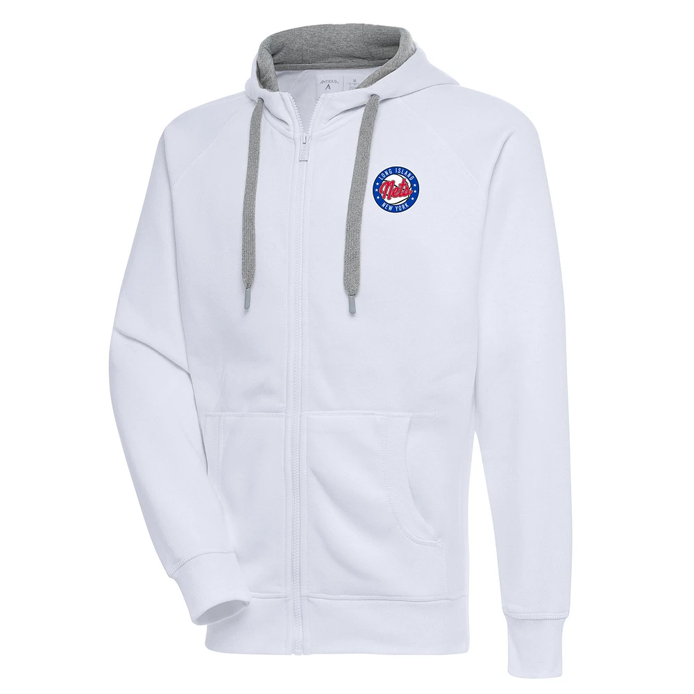 Men's Antigua Long Island Nets Victory Full-Zip Hoodie