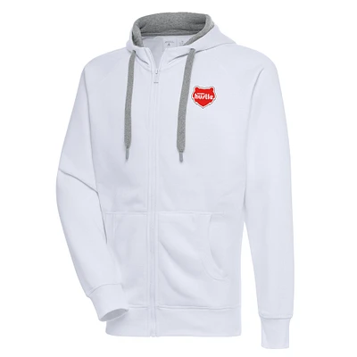 Men's Antigua  White Memphis Hustle Victory Full-Zip Hoodie