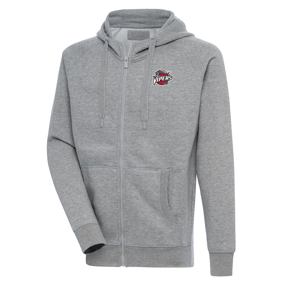 Men's Antigua Heather Gray Rio Grande Valley Vipers Victory Full-Zip Hoodie