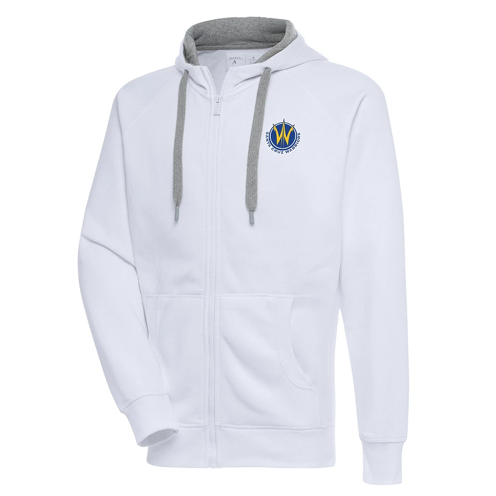 Men's Antigua White Santa Cruz Warriors Victory Full-Zip Hoodie
