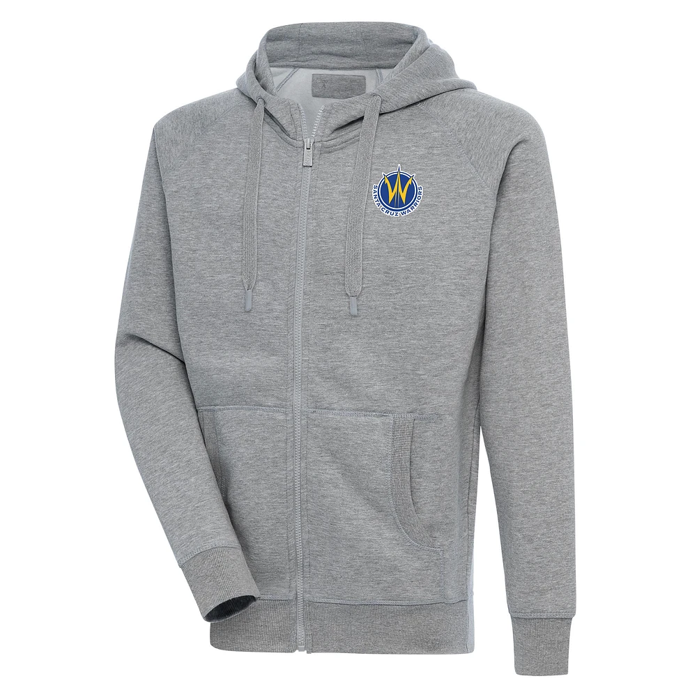 Men's Antigua Heather Gray Santa Cruz Warriors Victory Full-Zip Hoodie