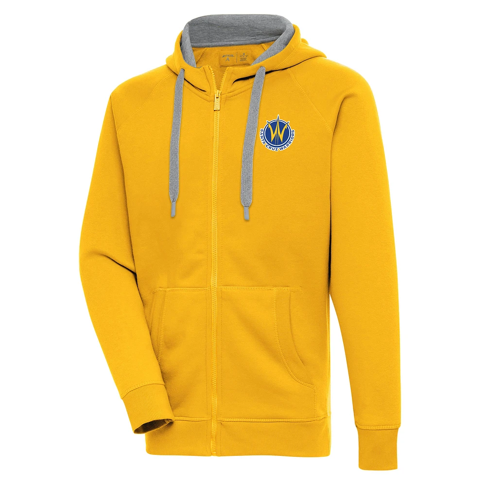Men's Antigua Gold Santa Cruz Warriors Victory Full-Zip Hoodie