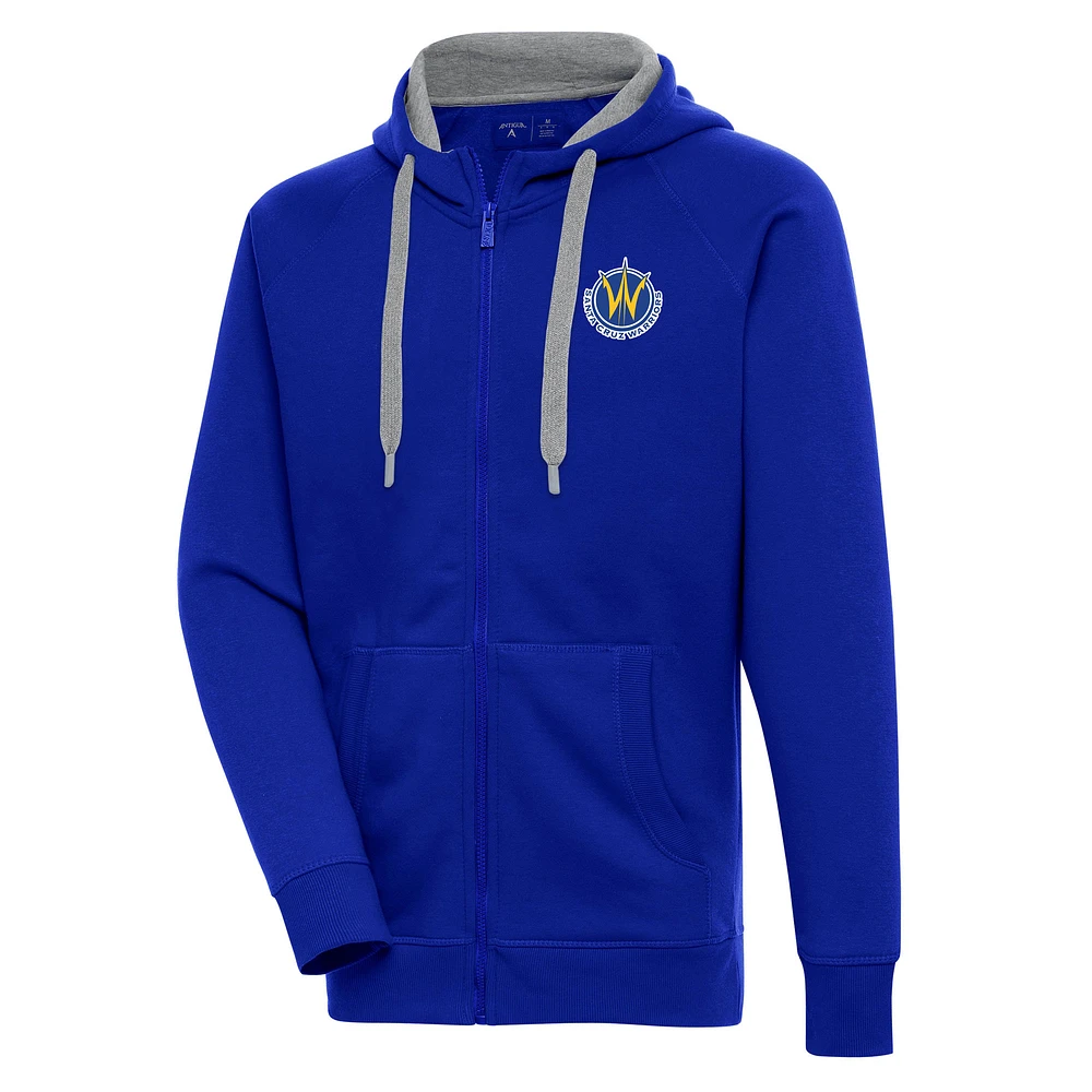 Men's Antigua Royal Santa Cruz Warriors Victory Full-Zip Hoodie