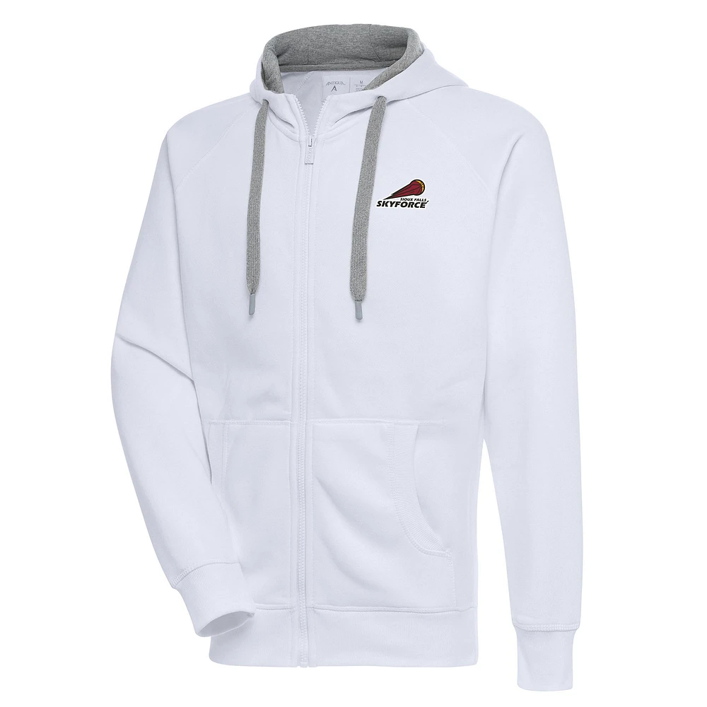Men's Antigua White Sioux Falls Skyforce Victory Full-Zip Hoodie