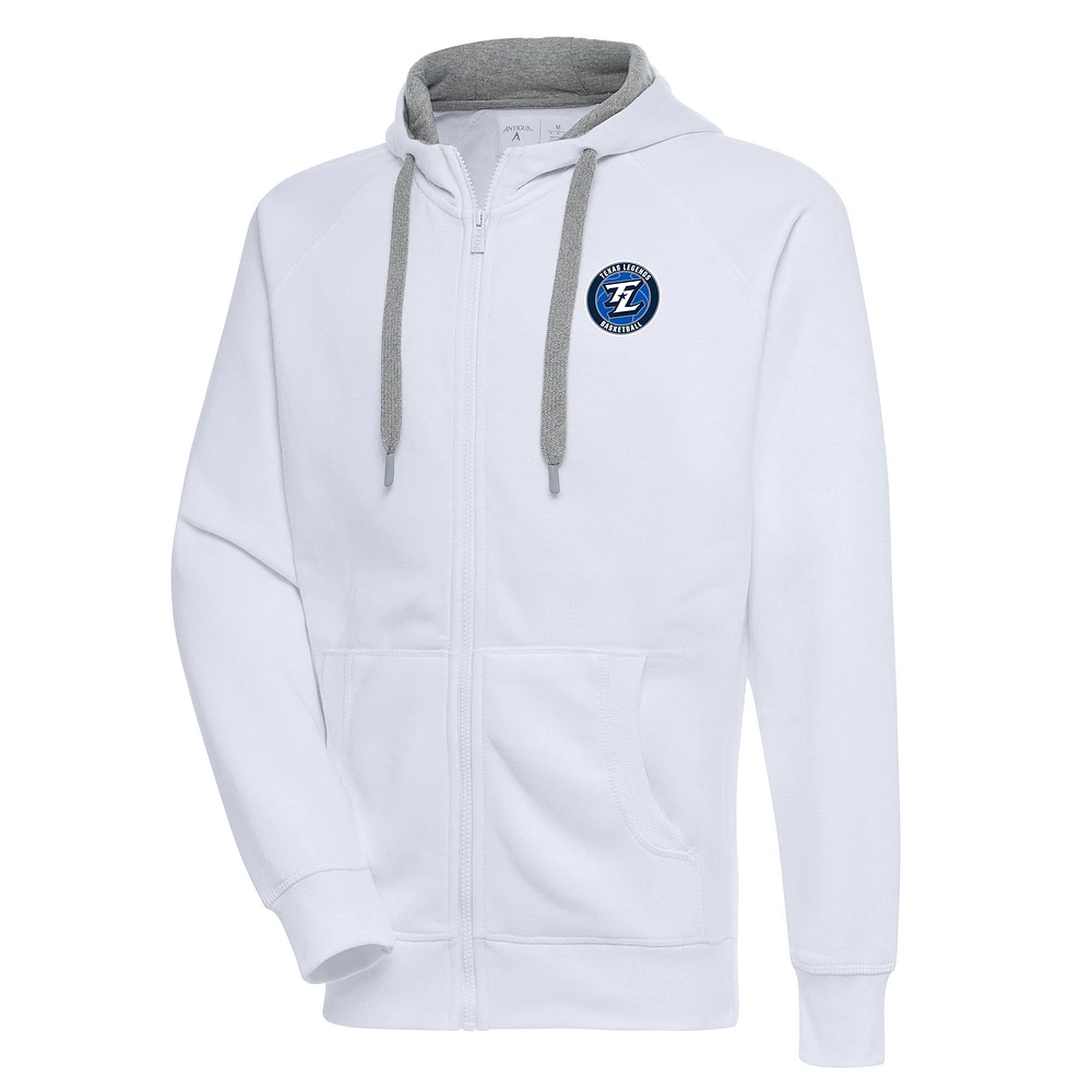 Men's Antigua White Texas Legends Victory Full-Zip Hoodie
