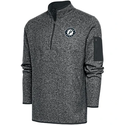 Men's Antigua Charcoal Austin Spurs Fortune Quarter-Zip Pullover Jacket