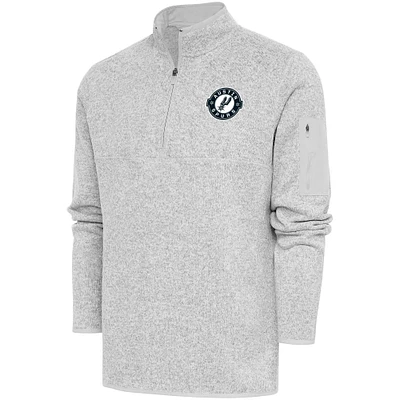 Men's Antigua Heather Austin Spurs Fortune Quarter-Zip Pullover Jacket