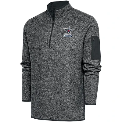 Men's Antigua Charcoal Birmingham Squadron Fortune Quarter-Zip Pullover Jacket