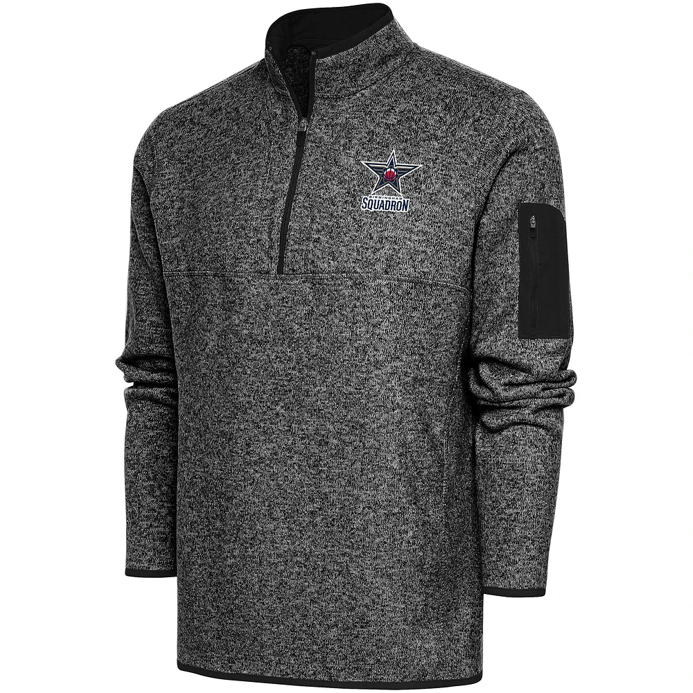 Men's Antigua Heather Black Birmingham Squadron Fortune Quarter-Zip Pullover Jacket