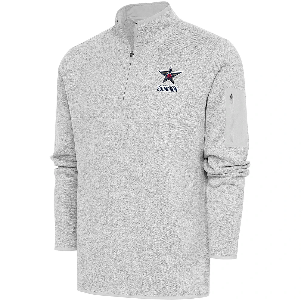 Men's Antigua Heather Birmingham Squadron Fortune Quarter-Zip Pullover Jacket