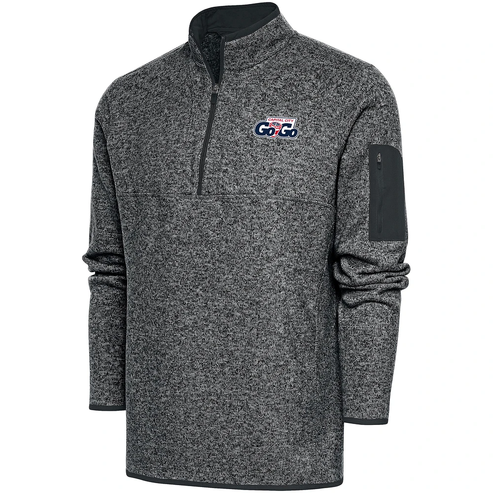 Men's Antigua Charcoal Capital City Go-Go Fortune Quarter-Zip Pullover Jacket
