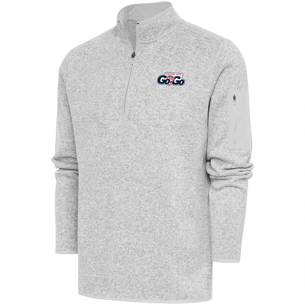 Men's Antigua Heather Capital City Go-Go Fortune Quarter-Zip Pullover Jacket