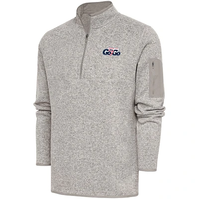 Men's Antigua Oatmeal Capital City Go-Go Fortune Quarter-Zip Pullover Jacket