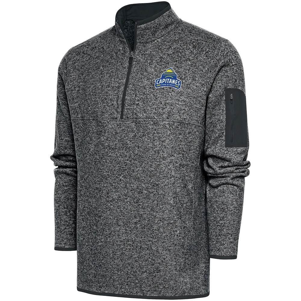 Men's Antigua Charcoal Capitanes de Ciudad Mexico Fortune Quarter-Zip Pullover Jacket