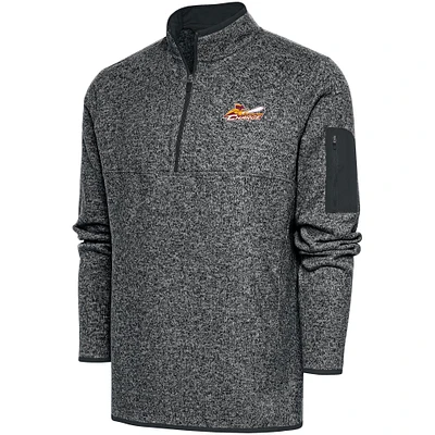 Men's Antigua Charcoal Cleveland Charge Fortune Quarter-Zip Pullover Jacket