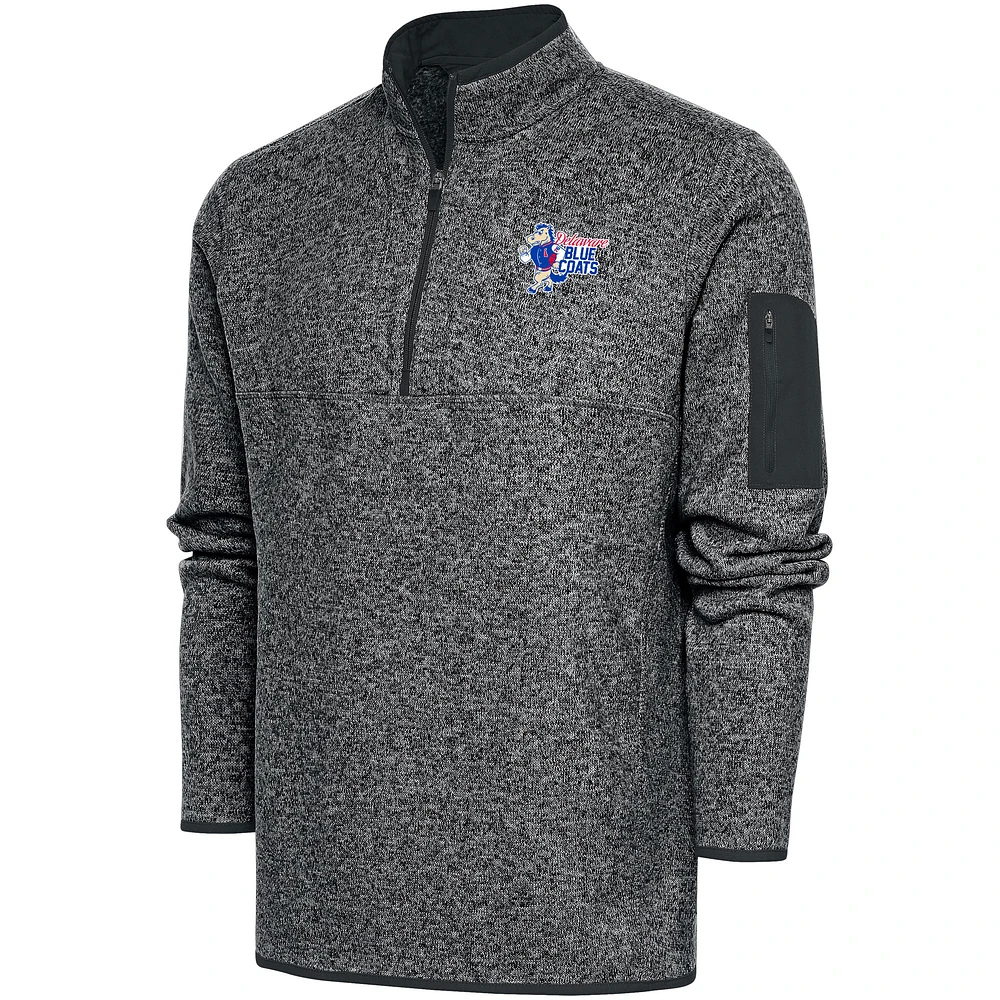 Men's Antigua Charcoal Delaware Blue Coats Fortune Quarter-Zip Pullover Jacket