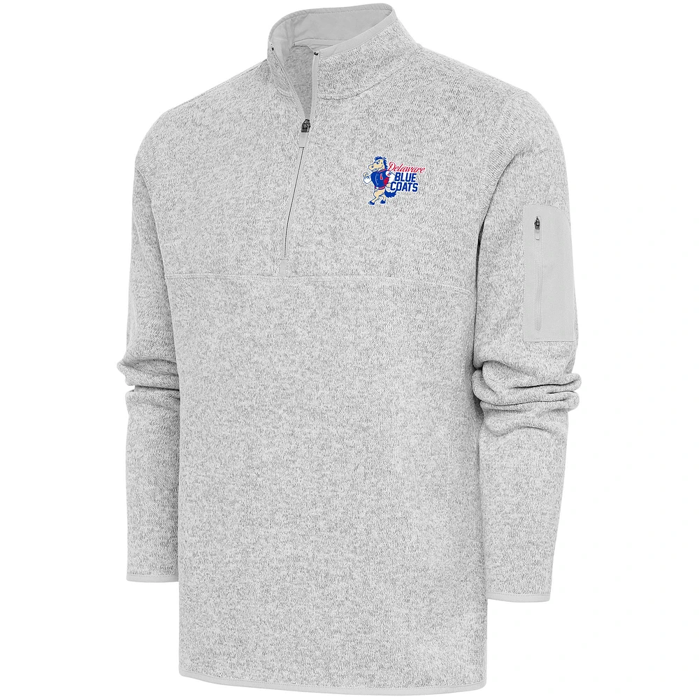 Men's Antigua Heather Delaware Blue Coats Fortune Quarter-Zip Pullover Jacket