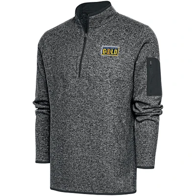 Men's Antigua Charcoal Grand Rapids Gold Fortune Quarter-Zip Pullover Jacket