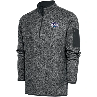Men's Antigua Charcoal Greensboro Swarm Fortune Quarter-Zip Pullover Jacket