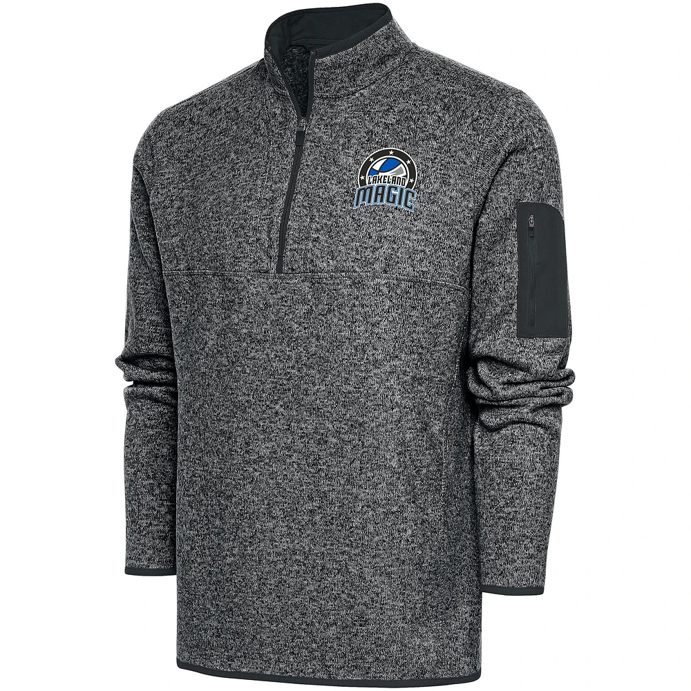 Men's Antigua Charcoal Lakeland Magic Fortune Quarter-Zip Pullover Jacket