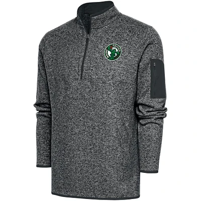Men's Antigua Charcoal Maine Celtics Fortune Quarter-Zip Pullover Jacket