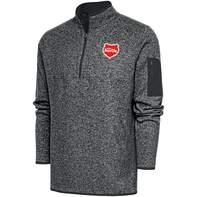 Men's Antigua Charcoal Memphis Hustle Fortune Quarter-Zip Pullover Jacket