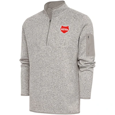 Men's Antigua Oatmeal Memphis Hustle Fortune Quarter-Zip Pullover Jacket