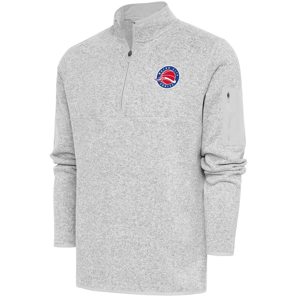 Men's Antigua Heather Motor City Cruise Fortune Quarter-Zip Pullover Jacket