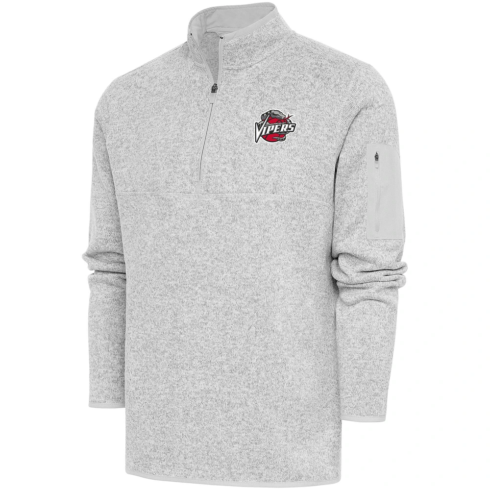 Men's Antigua Heather Rio Grande Valley Vipers Fortune Quarter-Zip Pullover Jacket