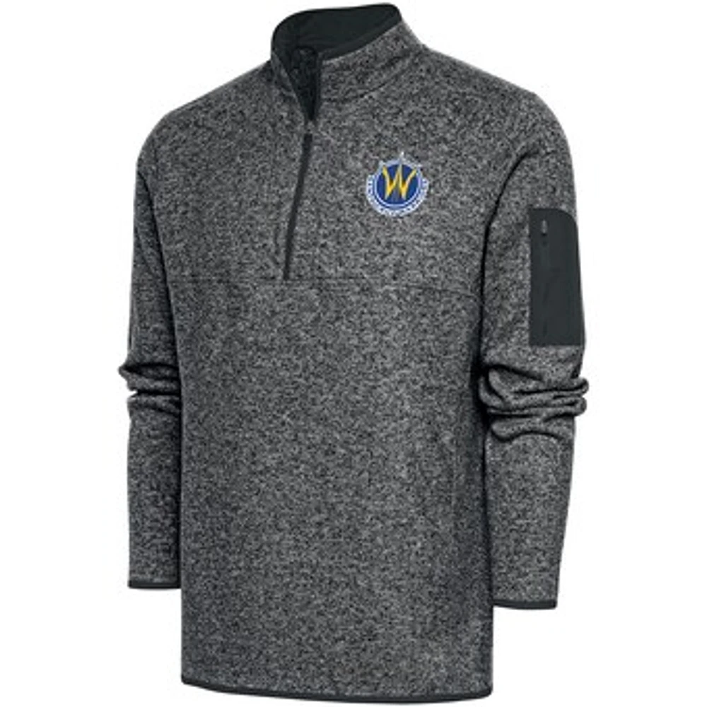 Men's Antigua Charcoal Santa Cruz Warriors Fortune Quarter-Zip Pullover Jacket