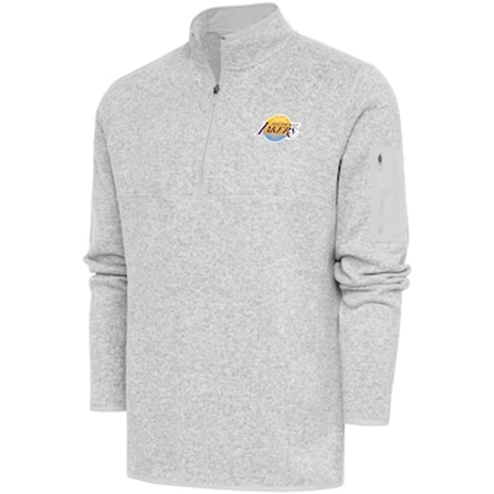 Men's Antigua Heather South Bay Lakers Fortune Quarter-Zip Pullover Jacket