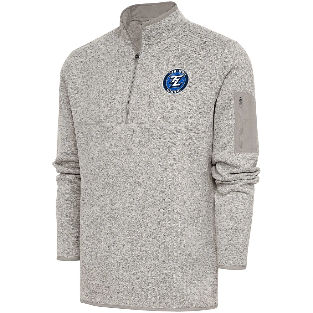 Men's Antigua Oatmeal Texas Legends Fortune Quarter-Zip Pullover Jacket