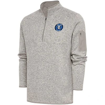 Men's Antigua Oatmeal Texas Legends Fortune Quarter-Zip Pullover Jacket