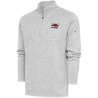 Men's Antigua Heather Windy City Bulls Fortune Quarter-Zip Pullover Jacket