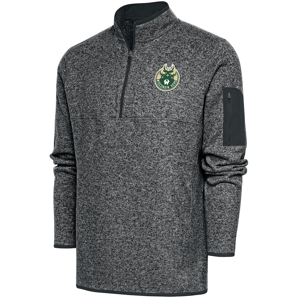 Men's Antigua Charcoal Wisconsin Herd Fortune Quarter-Zip Pullover Jacket