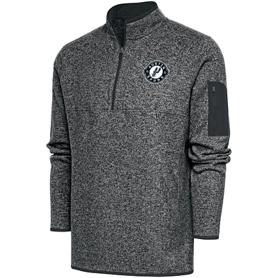 Men's Antigua Heather Charcoal Austin Spurs Big & Tall Fortune Quarter-Zip Pullover Jacket