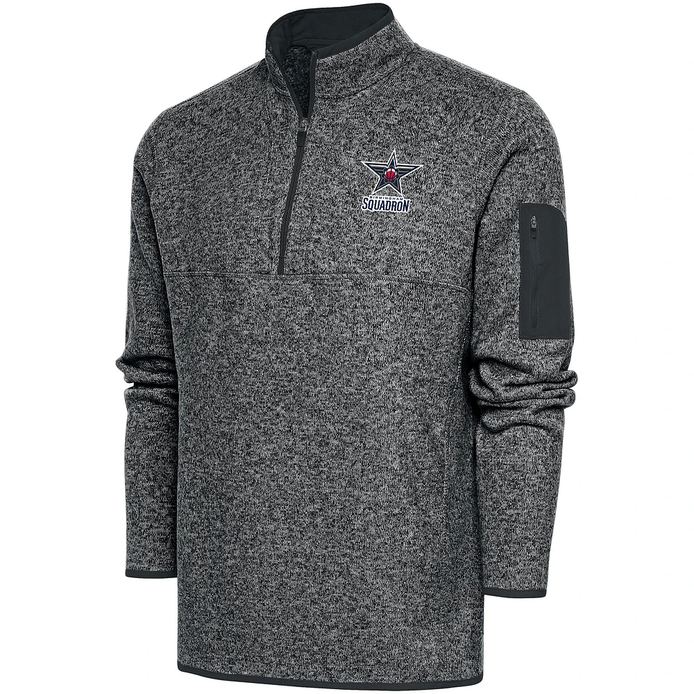 Men's Antigua Heather Charcoal Birmingham Squadron Big & Tall Fortune Quarter-Zip Pullover Jacket