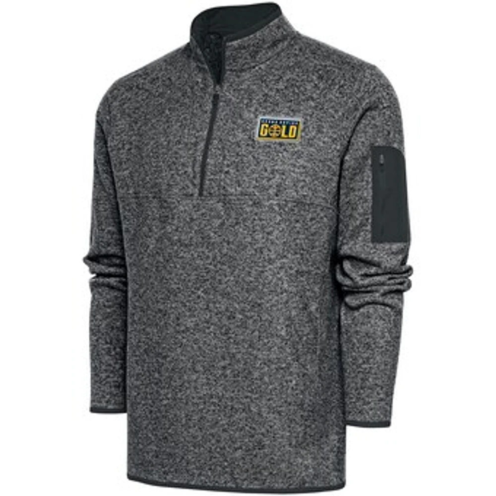 Men's Antigua Heather Charcoal Grand Rapids Gold Big & Tall Fortune Quarter-Zip Pullover Jacket