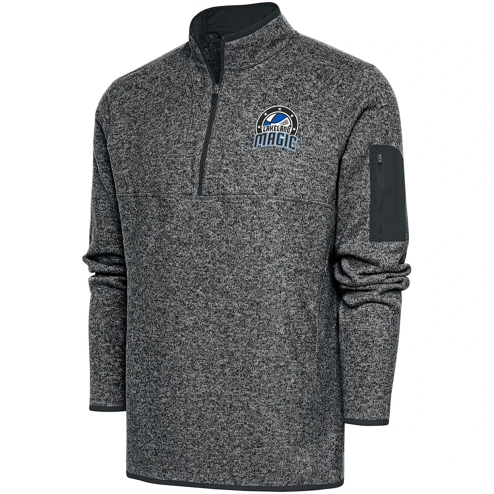 Men's Antigua Heather Charcoal Lakeland Magic Big & Tall Fortune Quarter-Zip Pullover Jacket