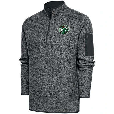 Men's Antigua Heather Charcoal Maine Celtics Big & Tall Fortune Quarter-Zip Pullover Jacket
