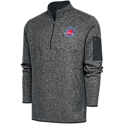 Men's Antigua Heather Charcoal Motor City Cruise Big & Tall Fortune Quarter-Zip Pullover Jacket