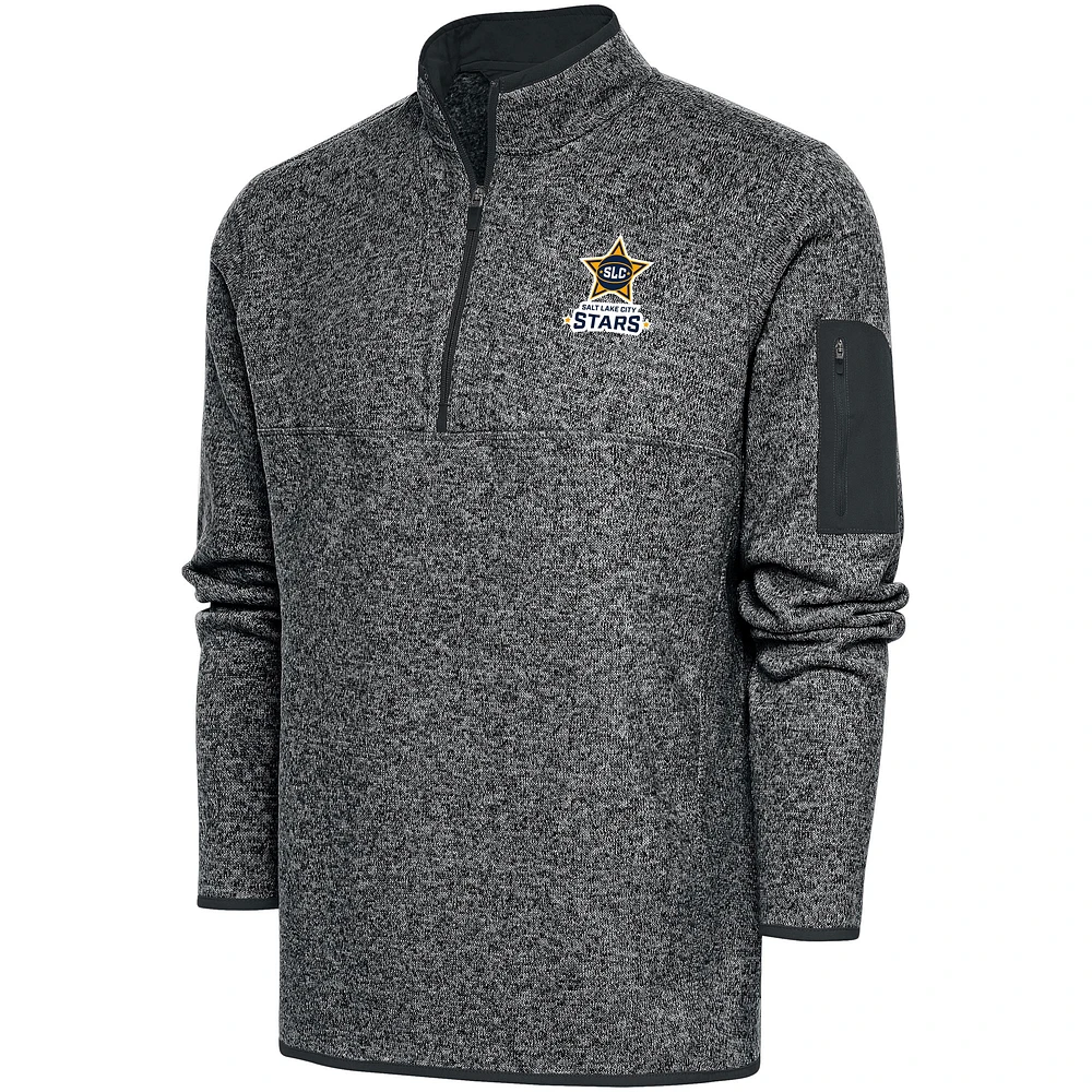 Men's Antigua Heather Charcoal Salt Lake City Stars Big & Tall Fortune Quarter-Zip Pullover Jacket