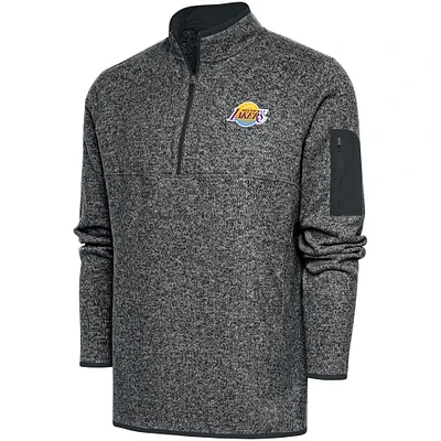 Men's Antigua Heather Charcoal South Bay Lakers Big & Tall Fortune Quarter-Zip Pullover Jacket