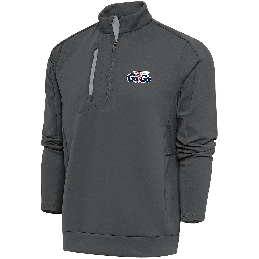 Men's Antigua Charcoal Capital City Go-Go Generation Quarter-Zip Pullover Top