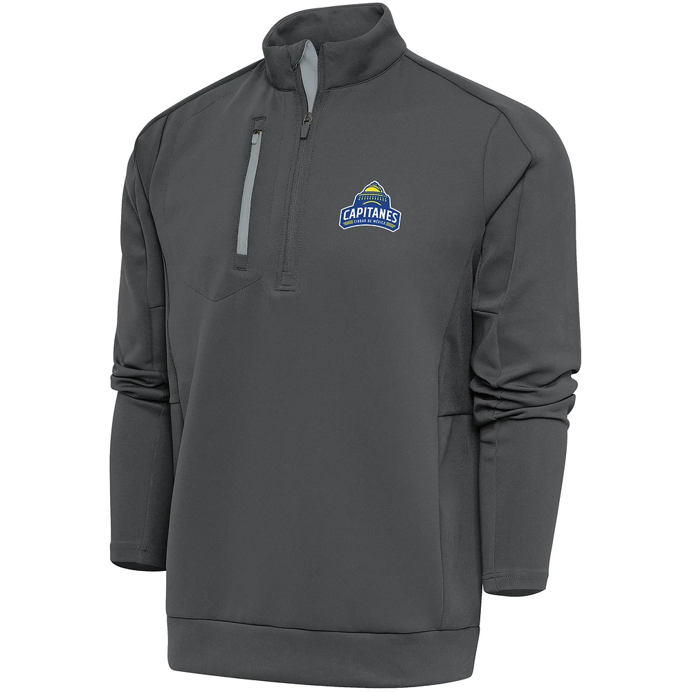 Men's Antigua Charcoal Capitanes de Ciudad Mexico Generation Quarter-Zip Pullover Top