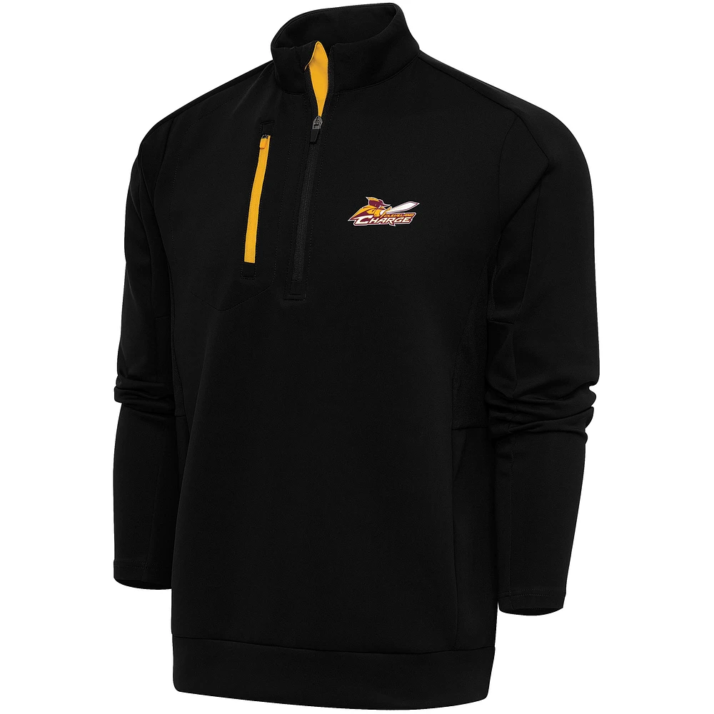 Men's Antigua Black Cleveland Charge Generation Quarter-Zip Pullover Top