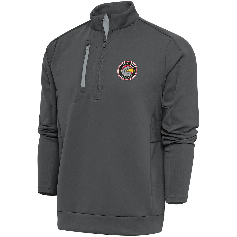 Men's Antigua Charcoal College Park Skyhawks Generation Quarter-Zip Pullover Top