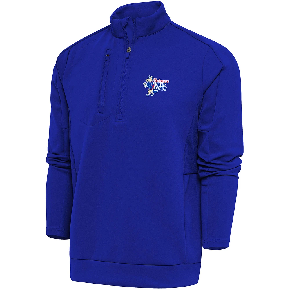 Men's Antigua Blue Delaware Coats Generation Quarter-Zip Pullover Top