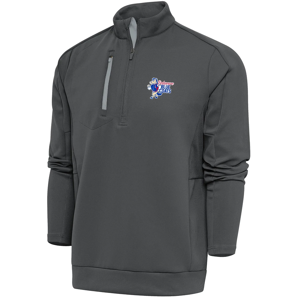 Men's Antigua Charcoal Delaware Blue Coats Generation Quarter-Zip Pullover Top
